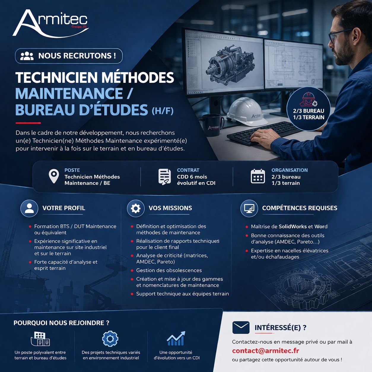 recrutement technicien méthodes maintenance bureau d'études